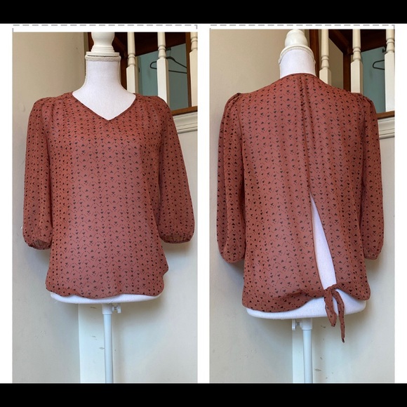 Ya Los Angeles Tops - Holly Hill Blouse Rusty with Triangles
